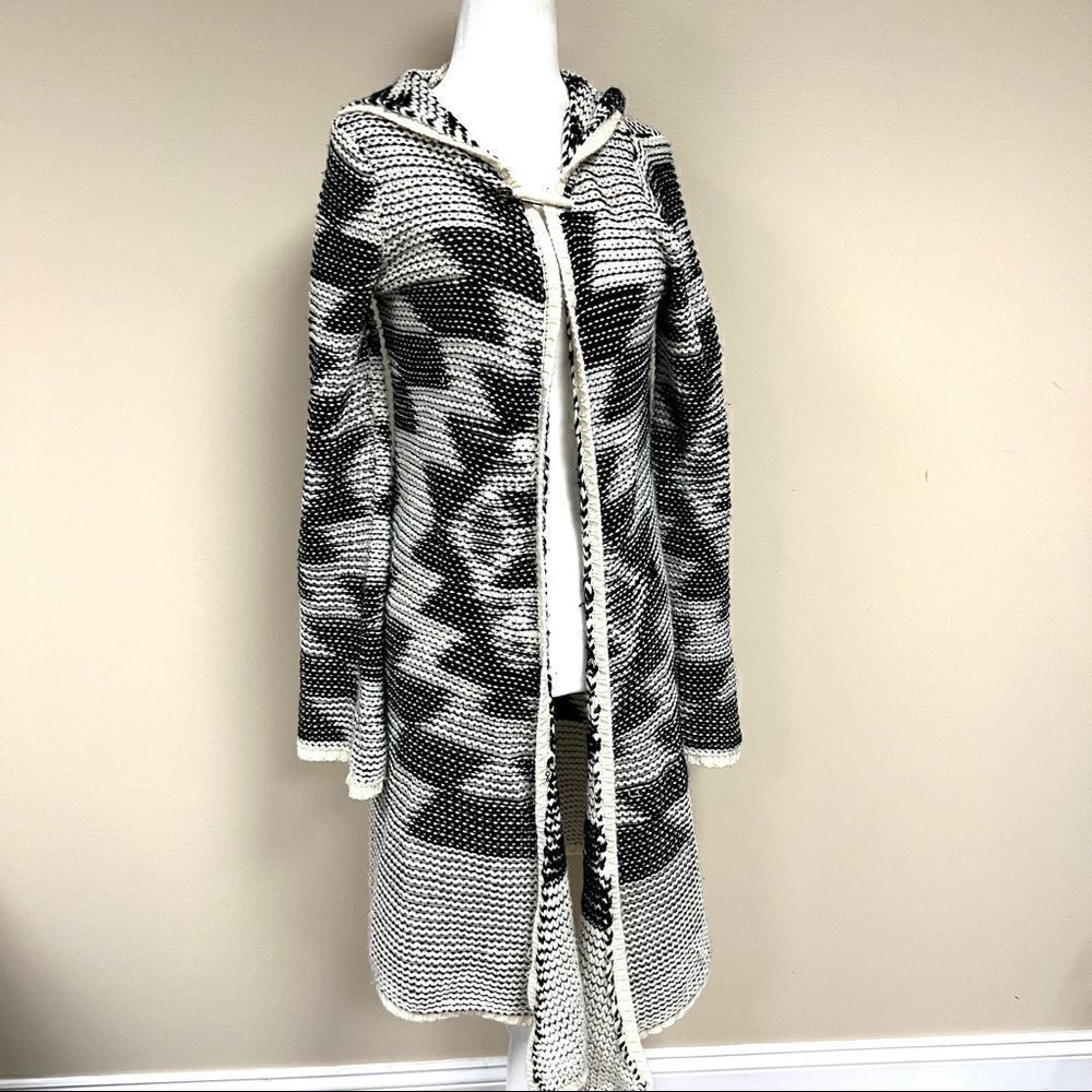 Elan Black and White Hooded Cardigan